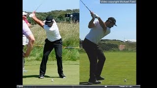 Jon Rahm golf swing  Long Iron faceon amp downtheline July 2017 [upl. by Sidky]