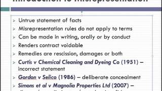 Misrepresentation Lecture 1 of 4 [upl. by Arised804]